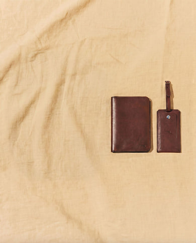 Mens Leather Passport Holder & Bag Tag maple  View 5