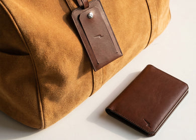 Mens Leather Passport Holder & Bag Tag maple  View 4