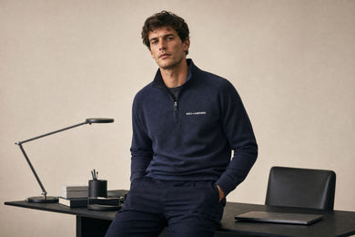 Mens W&S Quarter Zip Pullover navy  View 7